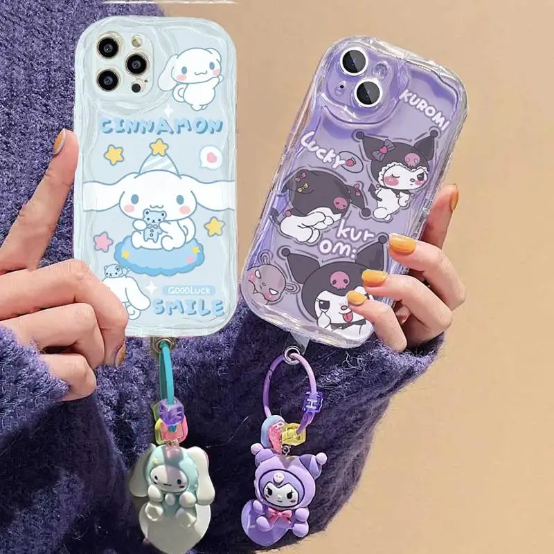 Cinnamoroll chain Case For OPPO  A3X PRO 5G A18 A17 A16 A15 A78 A79 A36 A60 A38 A72 A92 A53 A33 A31 2020 A54 A58 A57 2022 A98