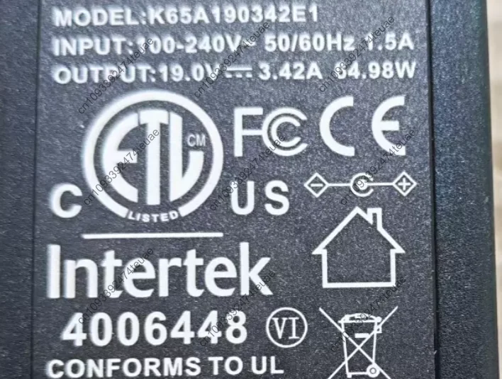 K65A190342E1 19V3.42A power adapter, output 64.98W, input 100-240V 50/60Hz 1.8M interface size 35 * 135