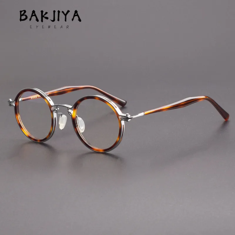 

Vintage Pure Titanium High Quality Handmade Acetate Round Glasses Frame Classic Hollow Out Design Unisex Prescription Eyeglasses