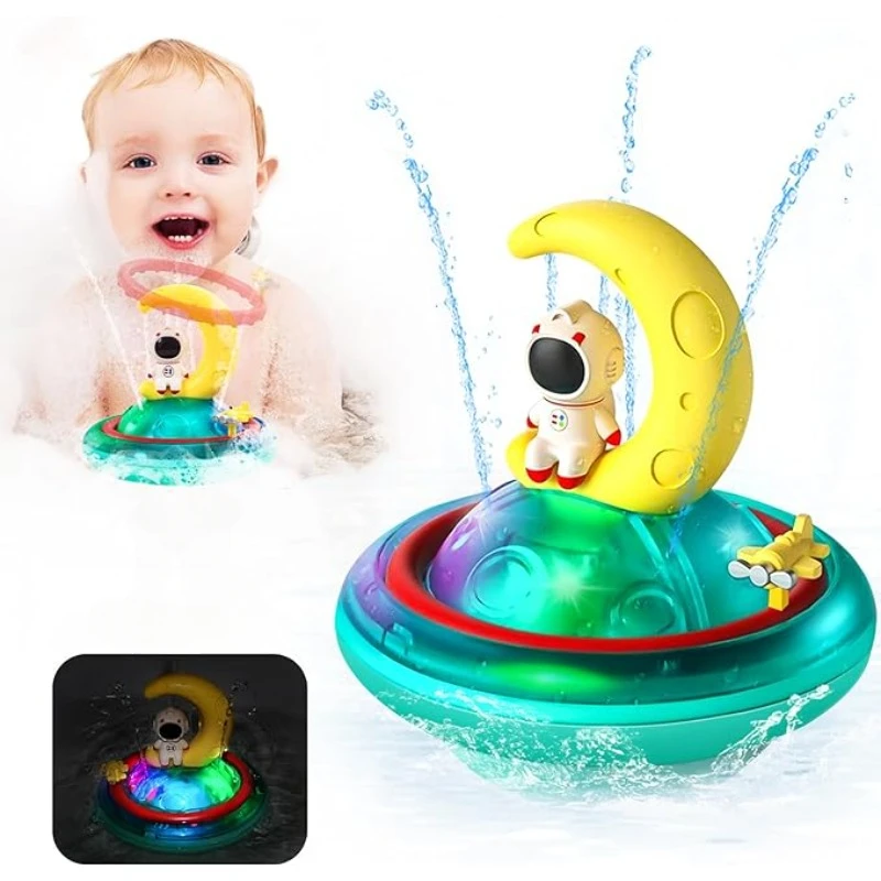 Astronaut Baby Bath Toys, Automatic Spray Water Toddler Bath Toys, Induction Sprinkler Bathtub Toys with Light & Music