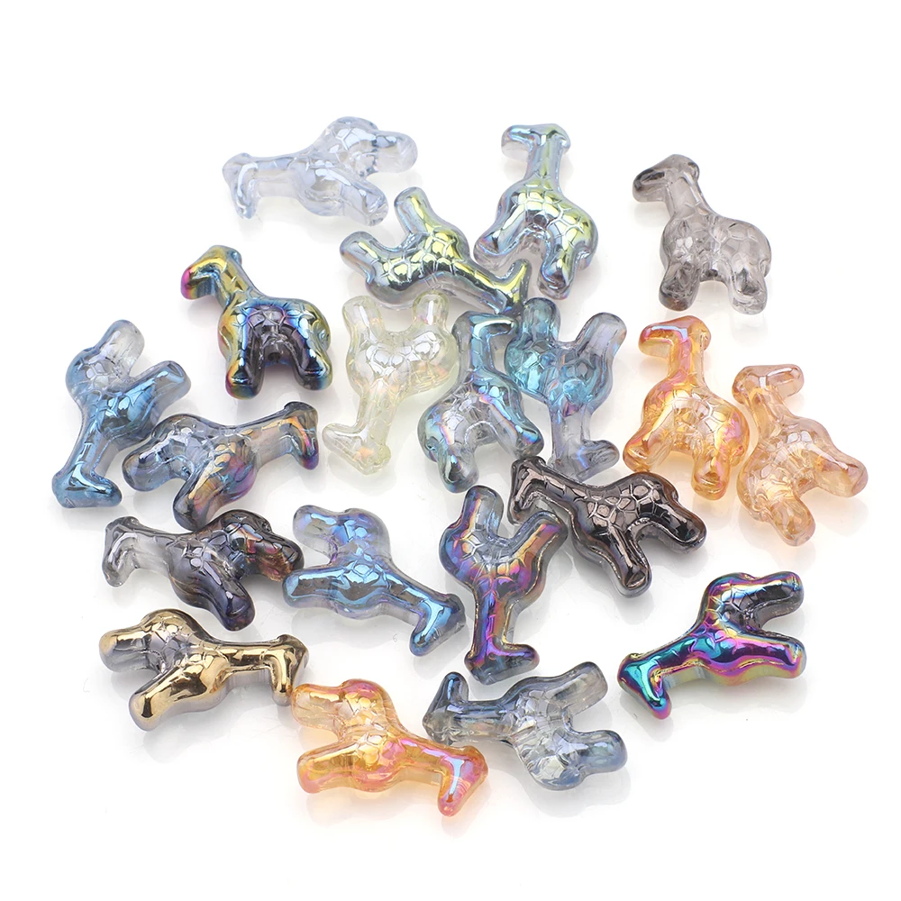 ZHUBI 12x16mm 20 Stück Glasperlen DIY Giraffen-Tier-Anhänger mit Mittelloch Streuperlen für Ohrringe, Armbänder und Halsketten