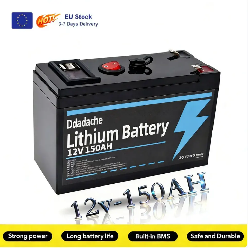 Batterie au lithium LiFePO4 12V 150Ah à décharge profonde, batterie rechargeable 4000+ cycles, phosphate de fer lithium pour l'énergie solaire/éolienne 🌍