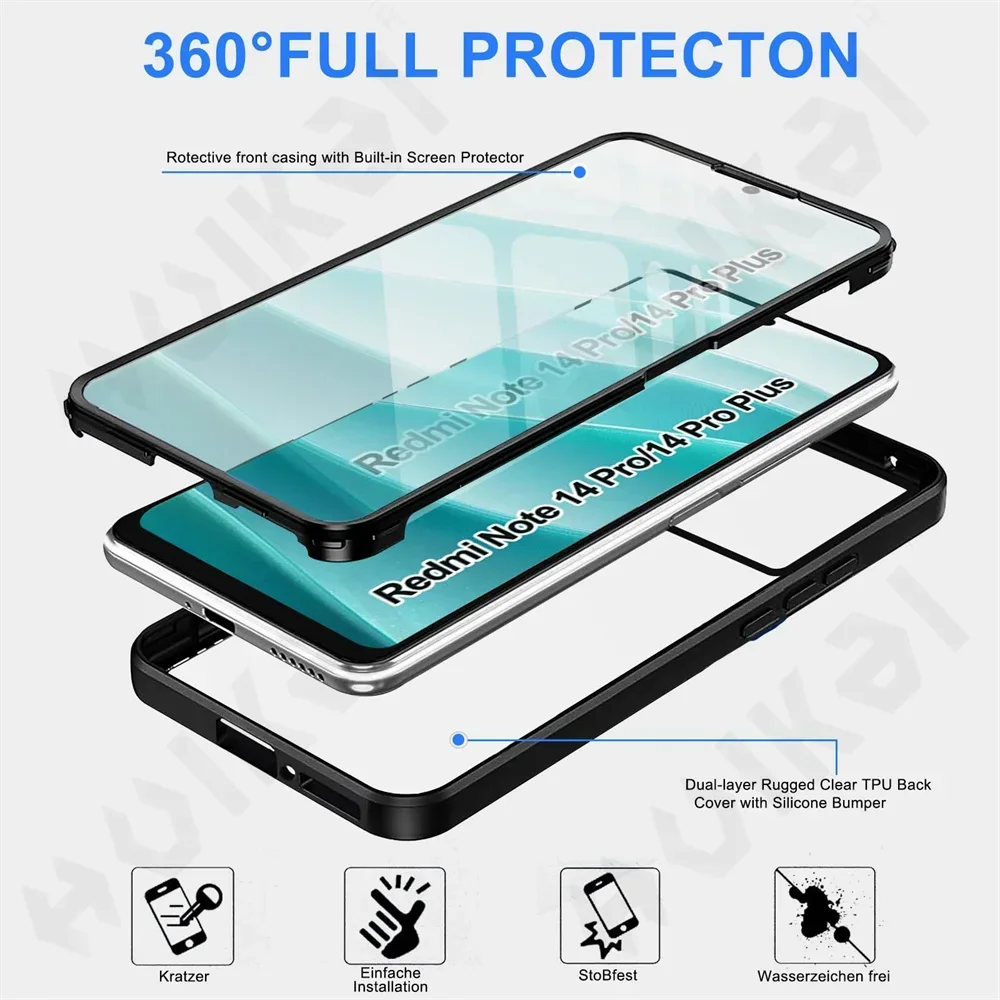 

Case For Xiaomi Redmi Note 14 13 Pro Plus 4G 5G Xiaomi 14T 13T 360 Full Shockproof Silicone Screen Protection Phone Cover