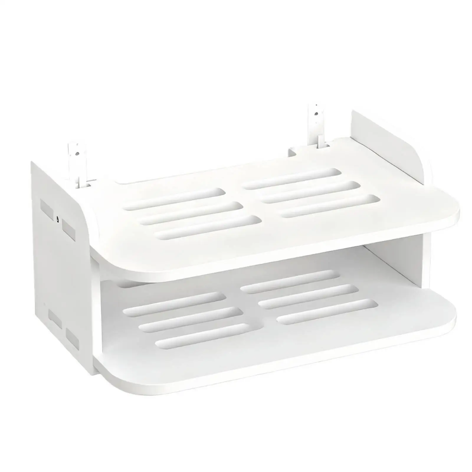 Hanging Wall Shelf for Router Electronics Foamed PVC Floating Storage Tray with Wire Holes for Living Room Setup