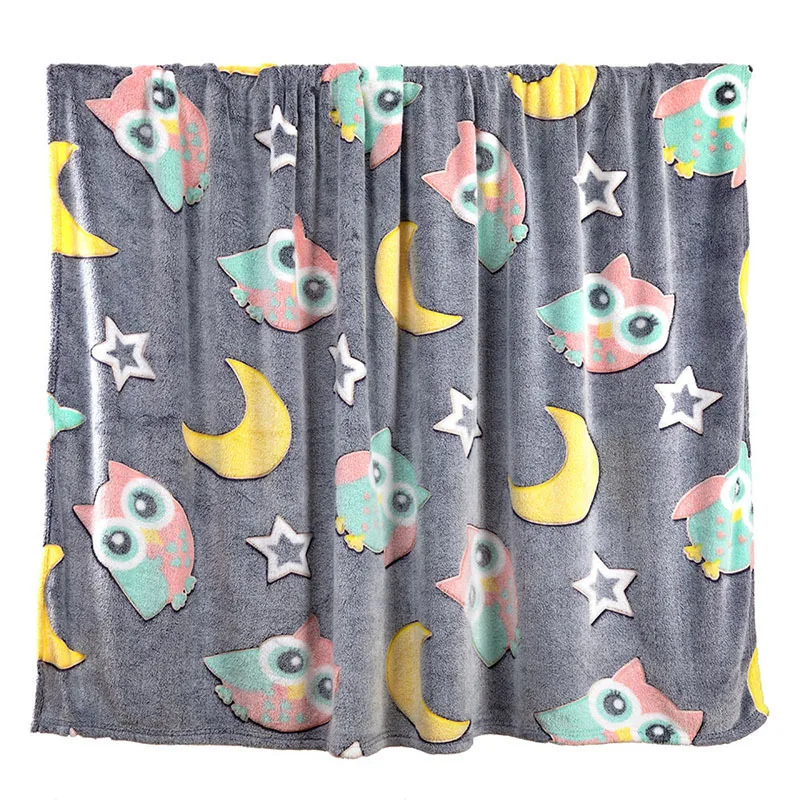 Glow in the Dark Owl Throw Blanket,Soft Cozy Flannel Blanket for Bed Sofa and Office,Perfect Gifts for Kids