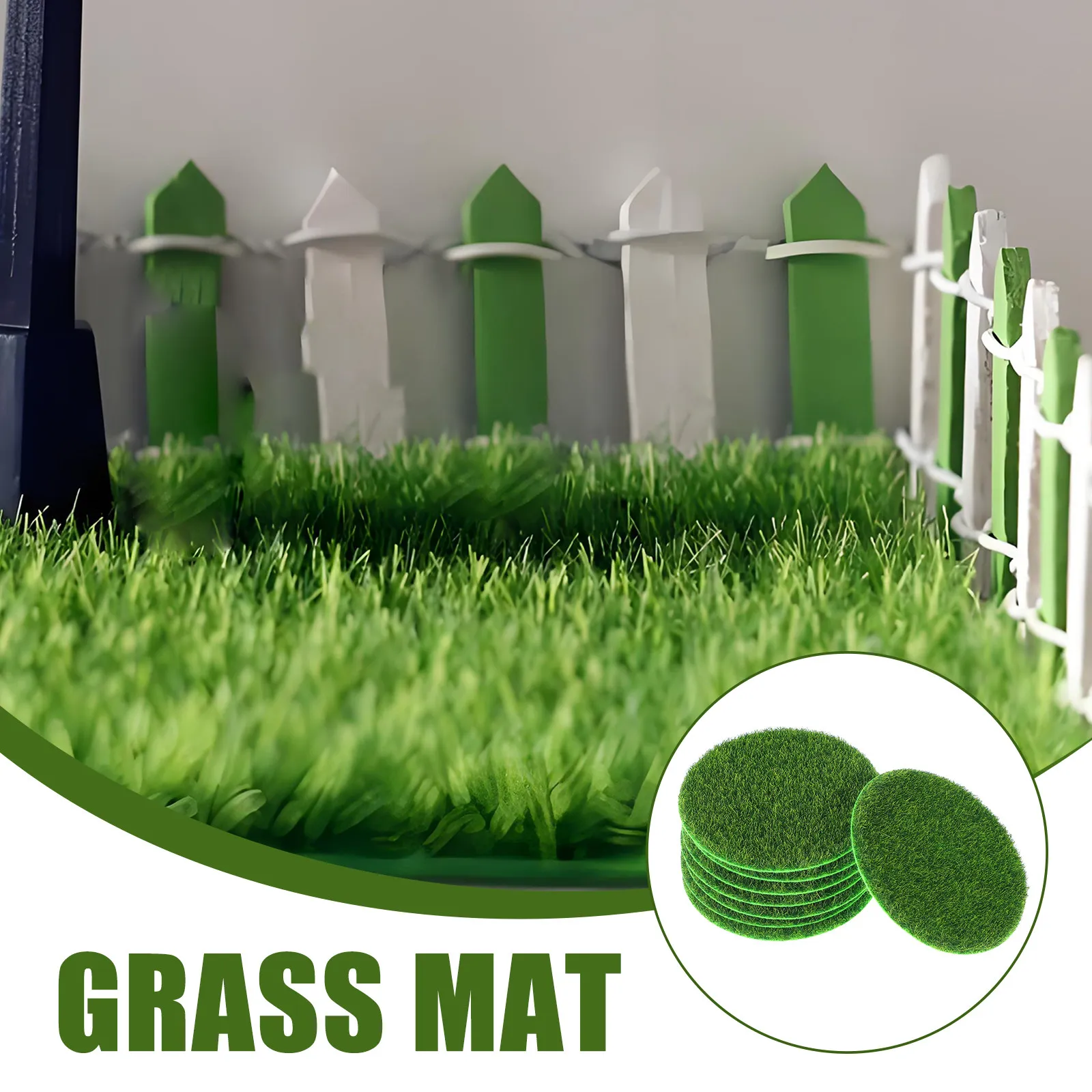 8Pcs Round Miniature Artificial Grass Mat Lifelike DIY Simulation Moss Turf for Fairy Gardens Dollhouse Zen Decor Craft