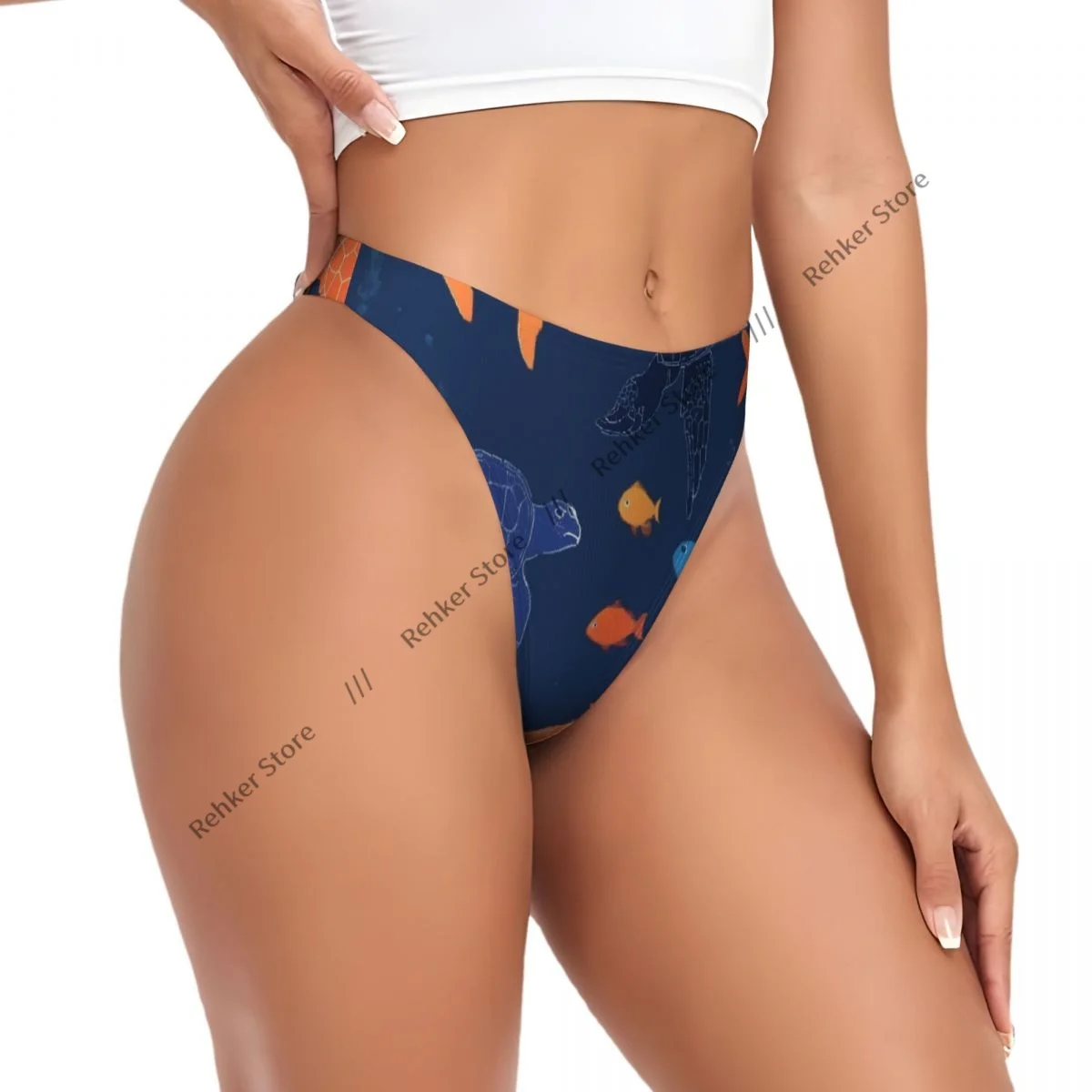 Sexy Panties Colorful Tropical Fish And Sea Turtle Thongs Underwear Women Lingerie Breathable G-string