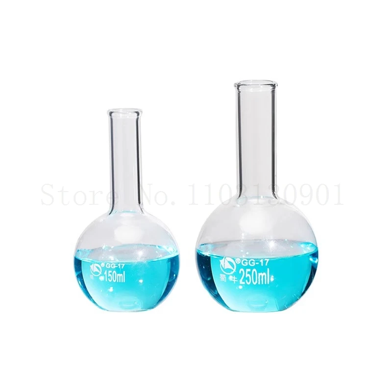 1pc Lab Glass 100ml-2000ml Flat Bottom Long Neck Flask for School Laboratory Experiment