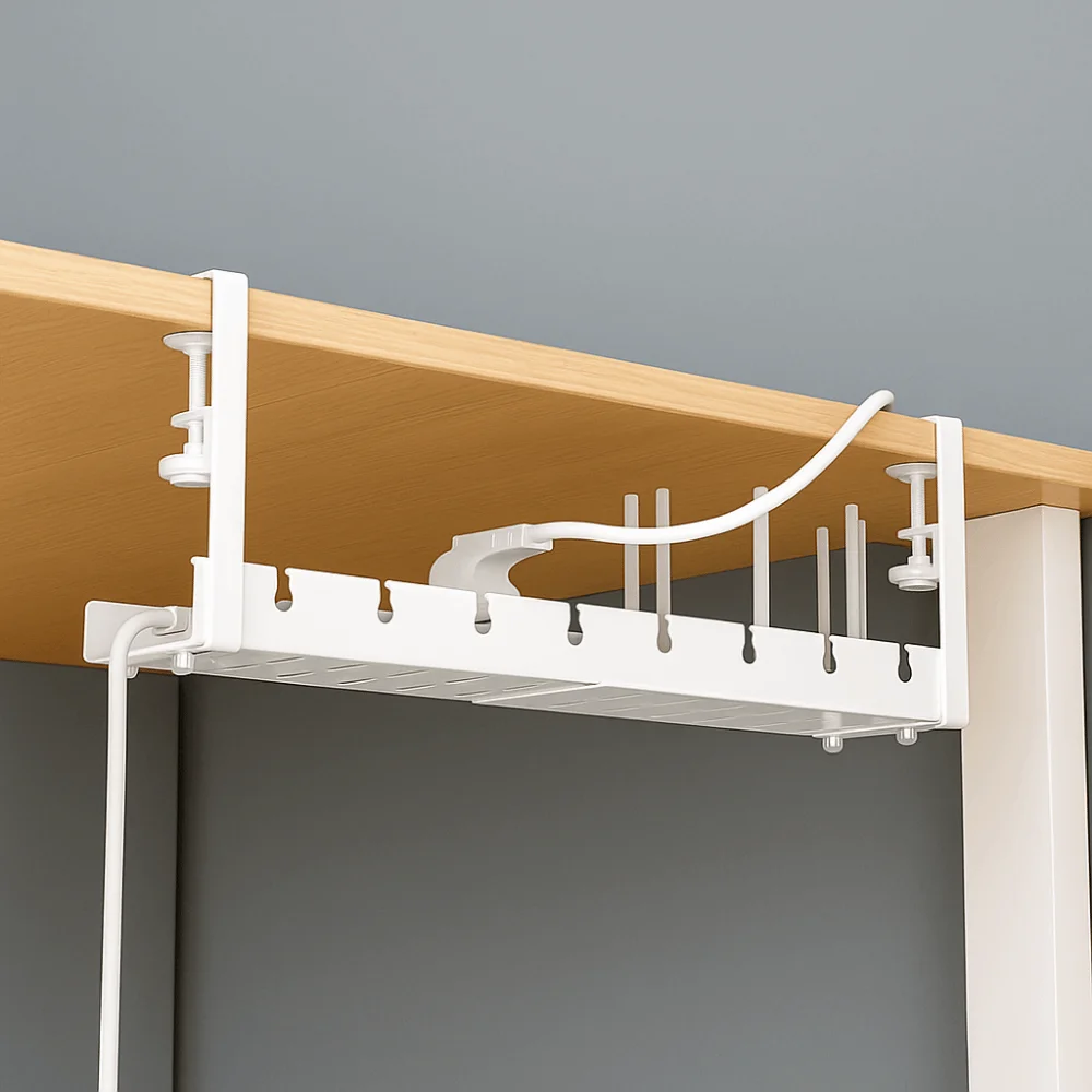 لا يوجد حفر تحت المكتب، صينية إدارة الكابلات، توفر المساحة، رف تخزين الكابلات القابل للسحب شديد التحمل، قوي وقابل للتعديل