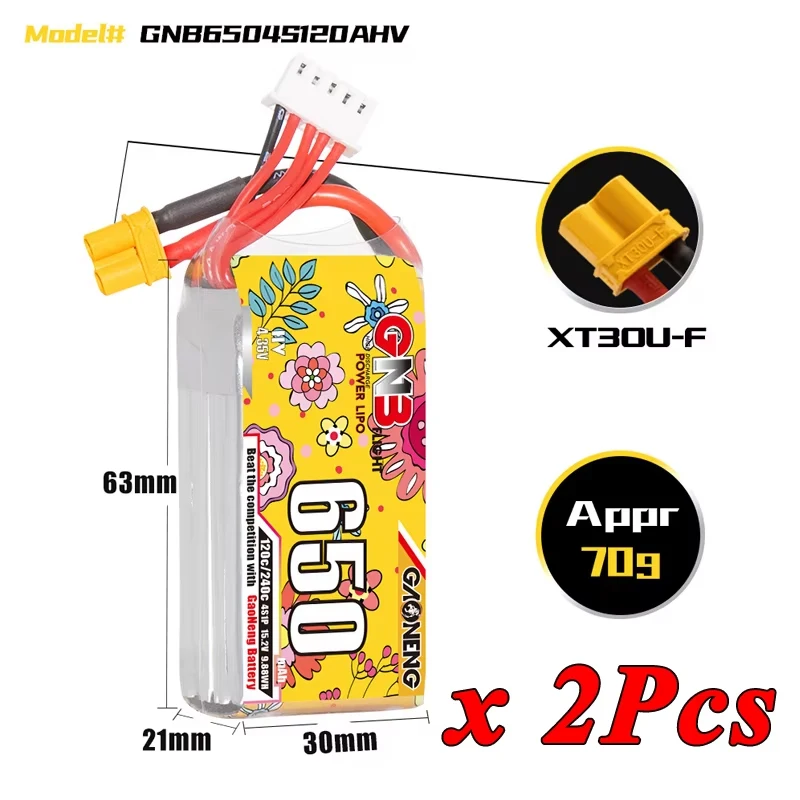VSVAW 2Pcs GNB 2S 3S 4S 6S Lipo Batterie 650mAh 850mAh 120C/240C mit XT30 Stecker für RC Auto Boot RC FPV Drone Hubschrauber Flugzeug Teile 5