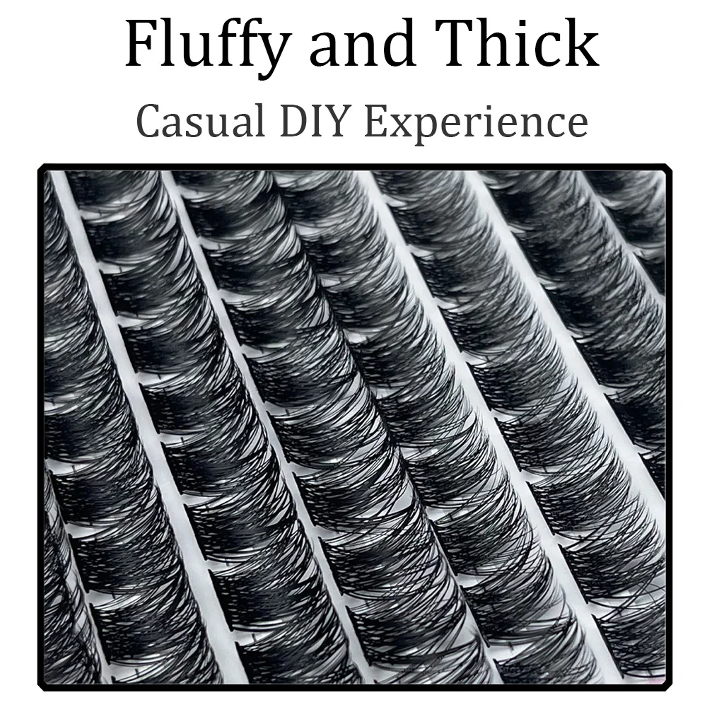 10列3Dフェイクミンククラスターつけまつげキャットアイまつげナチュラル厚いセグメントまつげDIYまつげエクステンションメイクアップまつげ