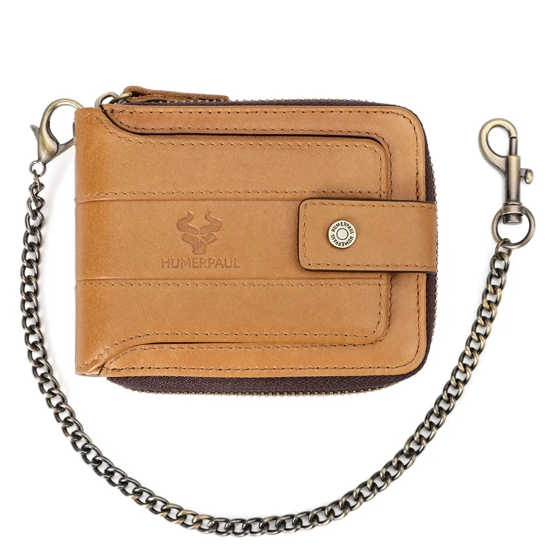 Cartera compacta para hombre con monedero con cremallera, monedero elegante y funcional, bolsillos para cambio