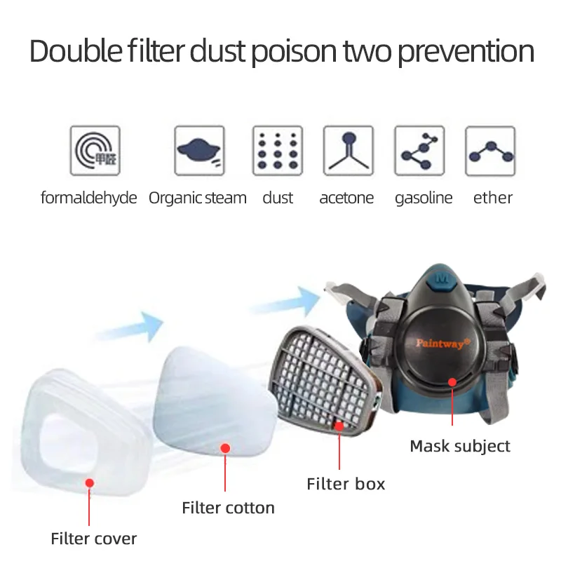 UK Silicone Protective Mask Type 6102 Spray Paint Pesticide Filter Breathing Air Mask Activated Carbon Filter Cotton