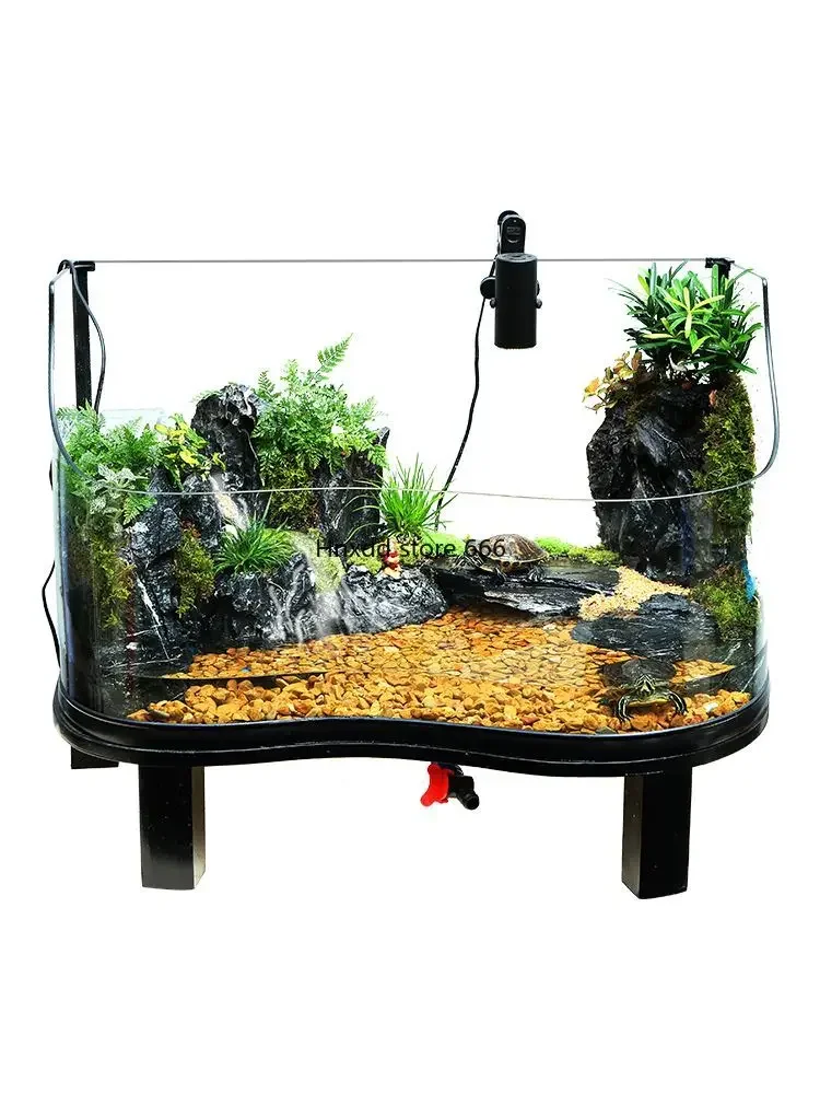 Curved turtle tank with terrace villa ecological landscaping fish tank