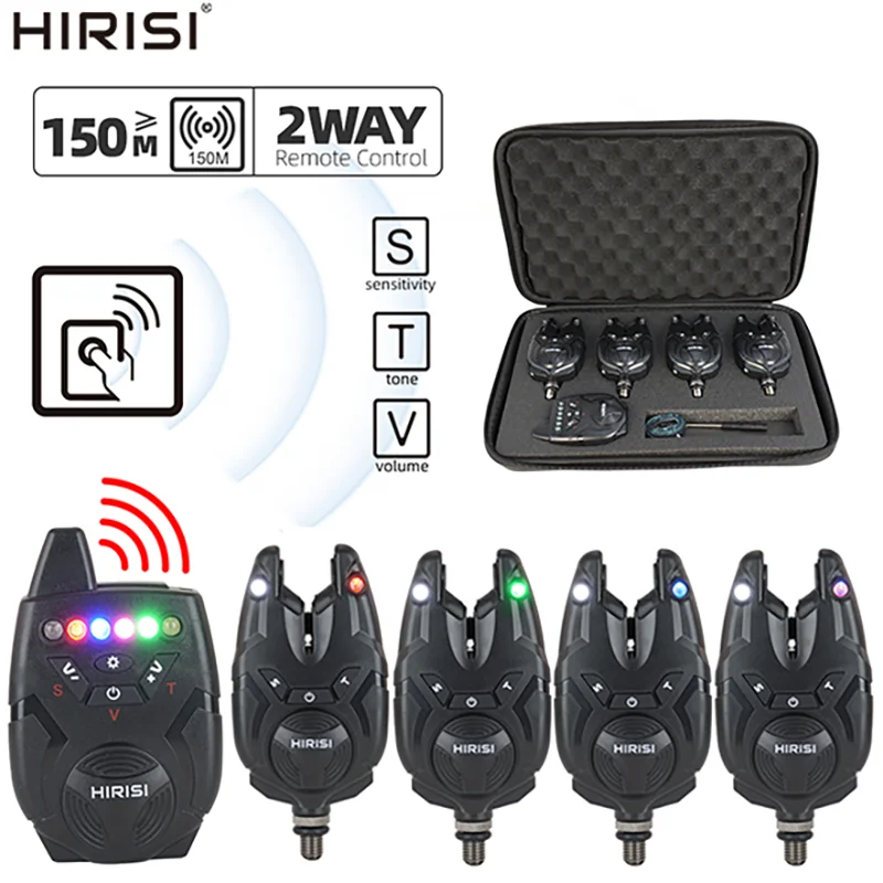 Hirisi S9 Carp Bite Alarm 1+4 Set Waterproof Carp Fishing Alarm Set Control Bite Indicator Terminal Fishing Tackle Accessory