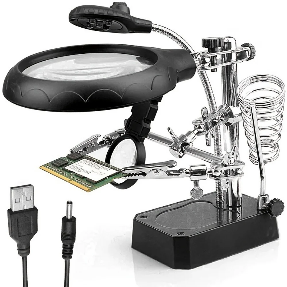 USB Soldering Repair Desktop Magnifying Glass with Light Mobile Circuit Board Soldering Iron Workbench Auxiliary Fixture Set