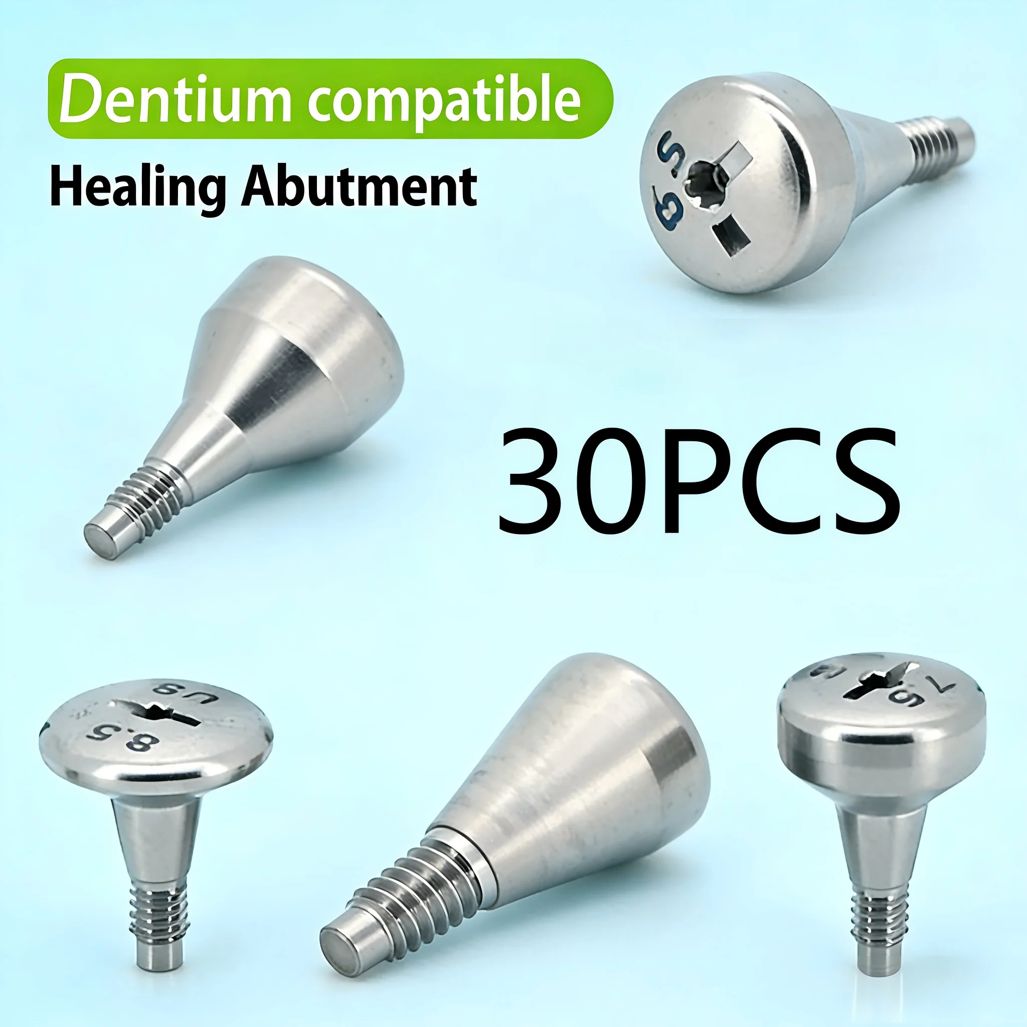 

30Pcs Dental Healing Abutment, TC5ELI Titanium Healing Cap, High Precision Compatible with Dentium Implant System