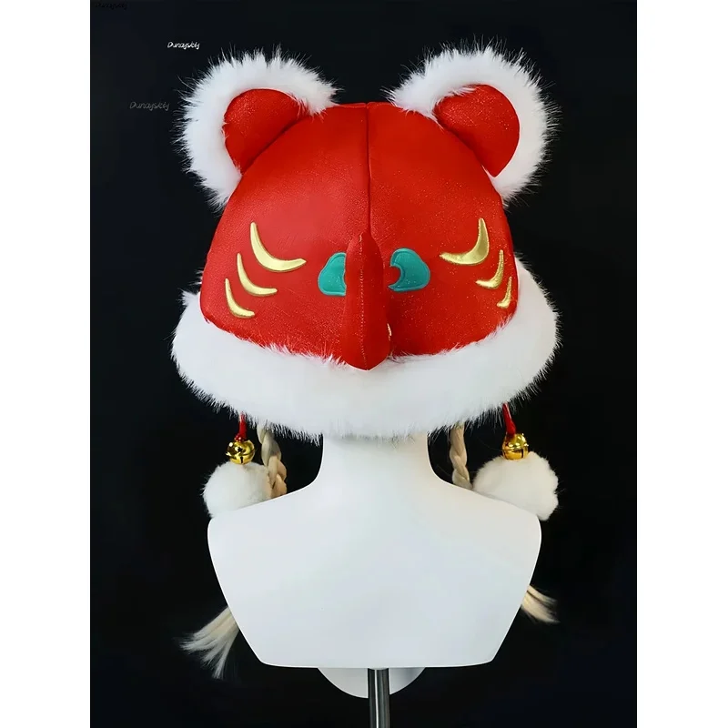 CNY Китайский Новый год Нарака: Bladepoint Hutao Косплей Cheongsam Набор Праздничная зимняя голова танца льва Плюшевая шапка Пушистая костюмированная