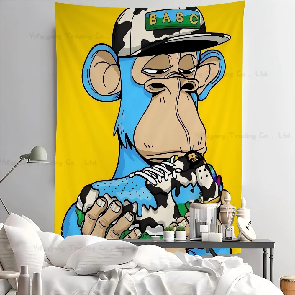 Bored Ape Animals Funny Monke Printed Large Wall Tapestry Art Science Fiction Room Home Decor Decor Blanket