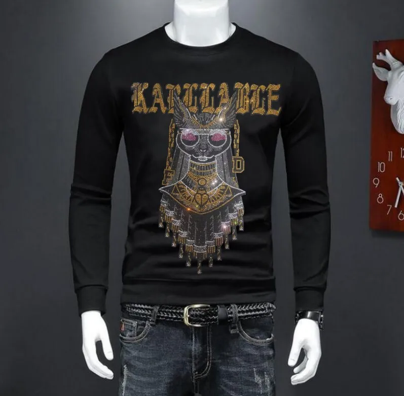 Designer Rhinestone  Sweatshirt Fashion Brand  Pullovers  Hip Hop Casual Clothing Male