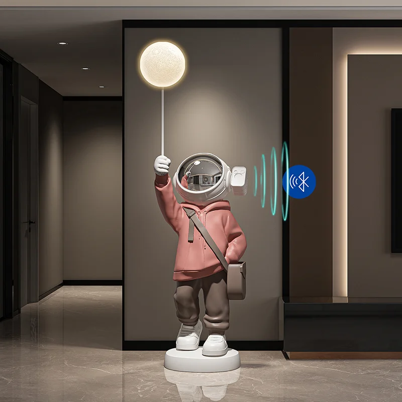 Home Decor Luminous Bluetooth Speaker Astronaut Statue Large Floor Decor Living Room Sculpture Housewarming Gift Indoor Figurine