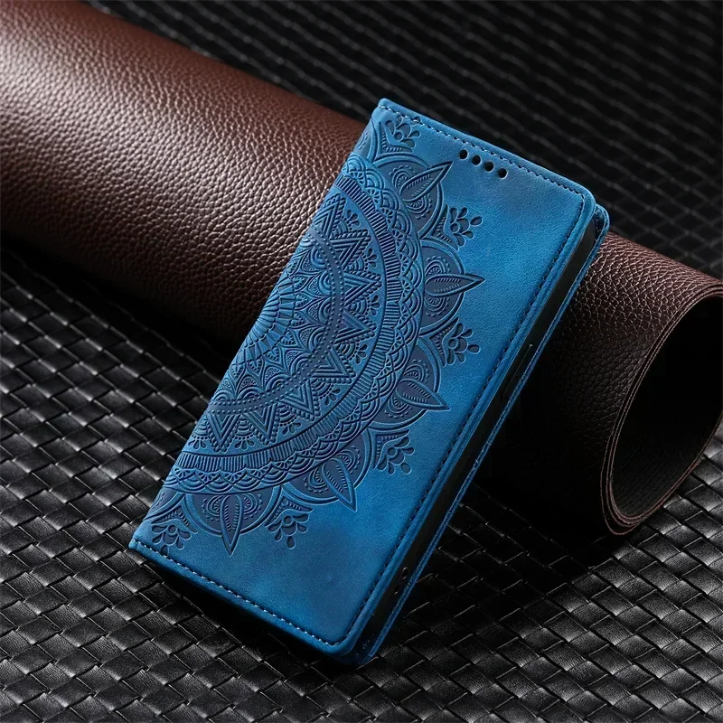 Hülle für Etui Motorola Edge 60 Pro Edge 60 Flip Case für Moto Edge 60 Fusion Cover Magnetisches Leder Totem Flower Handyhülle Funda