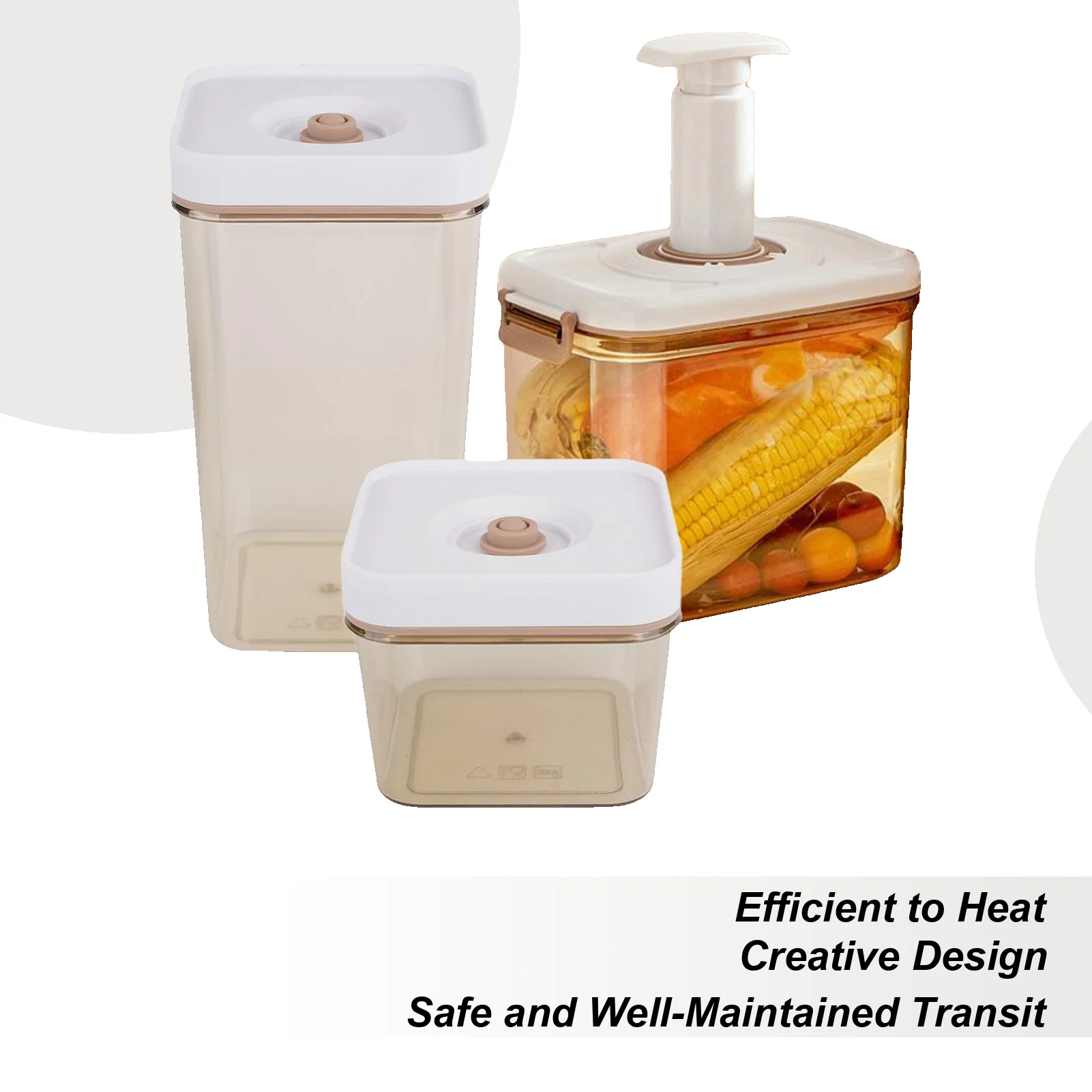 

Food Containers with Lids Vacuum Fruit Storage Containers Microwave-Safe Lunch Box Refrigerator Sealed Jar for Kitchen Home