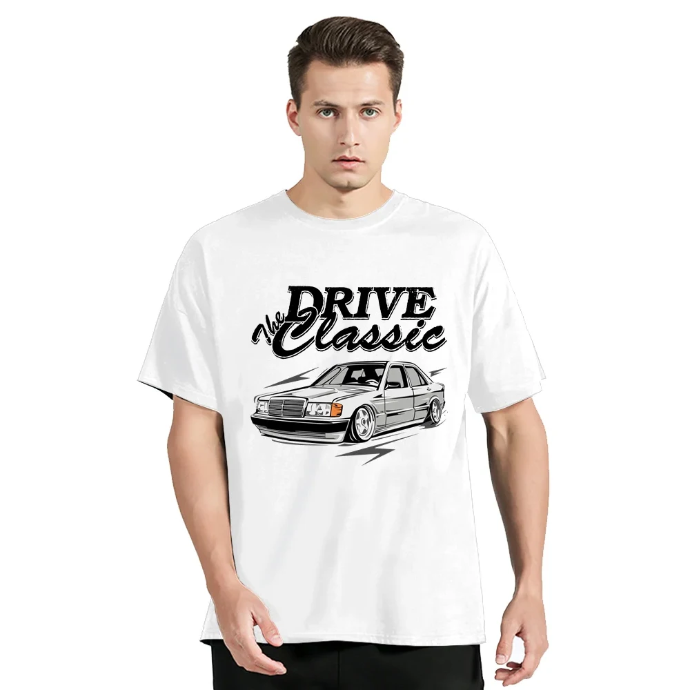 تي شيرت رجالي كبير الحجم يحرك السيارة الكلاسيكية التوضيح الكلاسيكي 100% قطن غير رسمي من الداخل متطابق بأكمام قصيرة تي شيرت رجالي #4