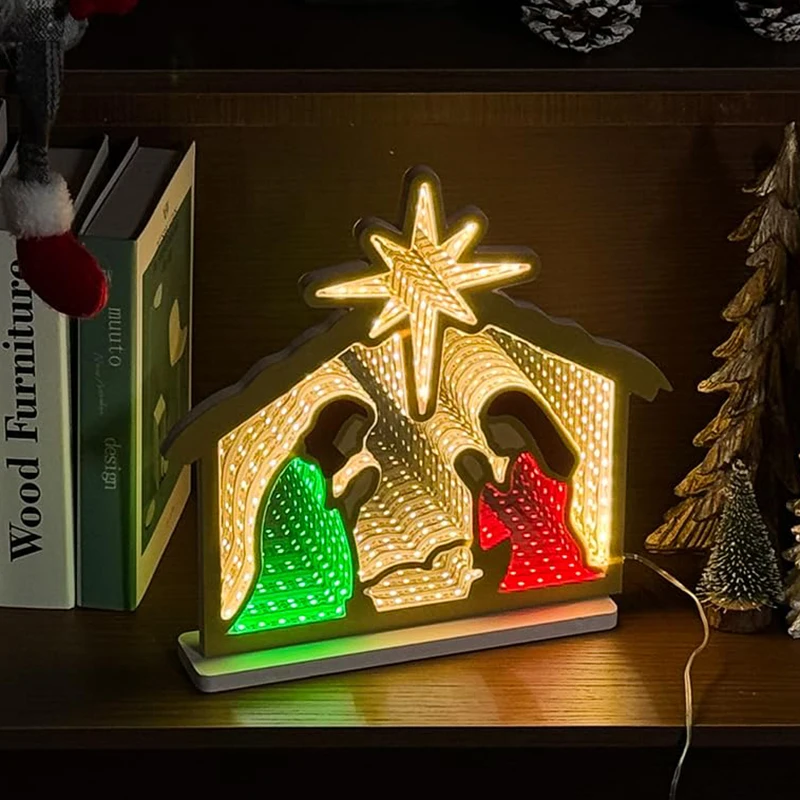 

Рождественские вертепные наборы Неоновая вывеска 3D Бесконечное зеркало Туннельный светильник Настенный декор для дома Гостиная Рождественская вечеринка Бар Клуб Человек C