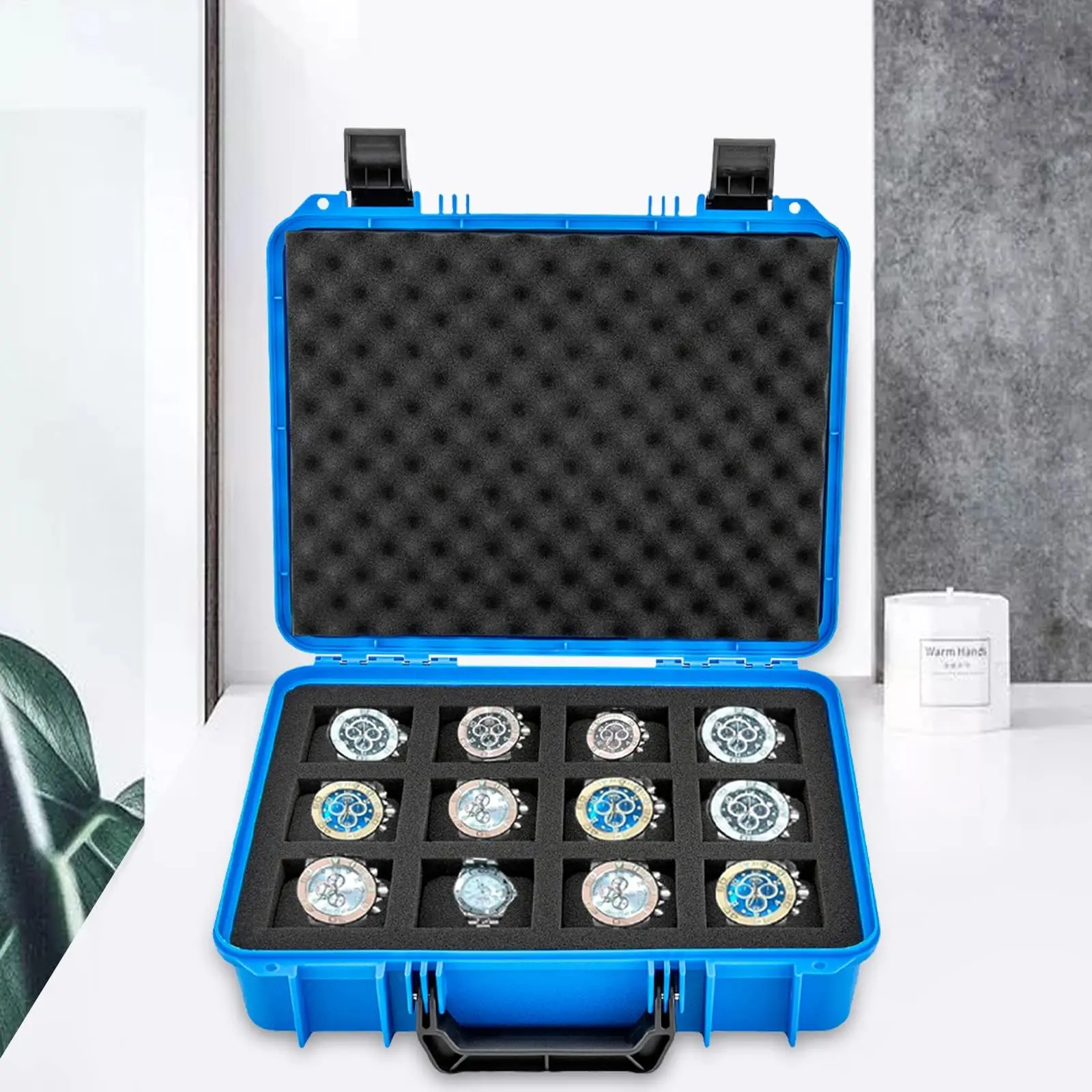 Gdrasuya10 пластиковая коробка для часов портативный 12-слотовый чехол для переноски часов с ручками защитный жесткий чехол современный органайзер для хранения часов