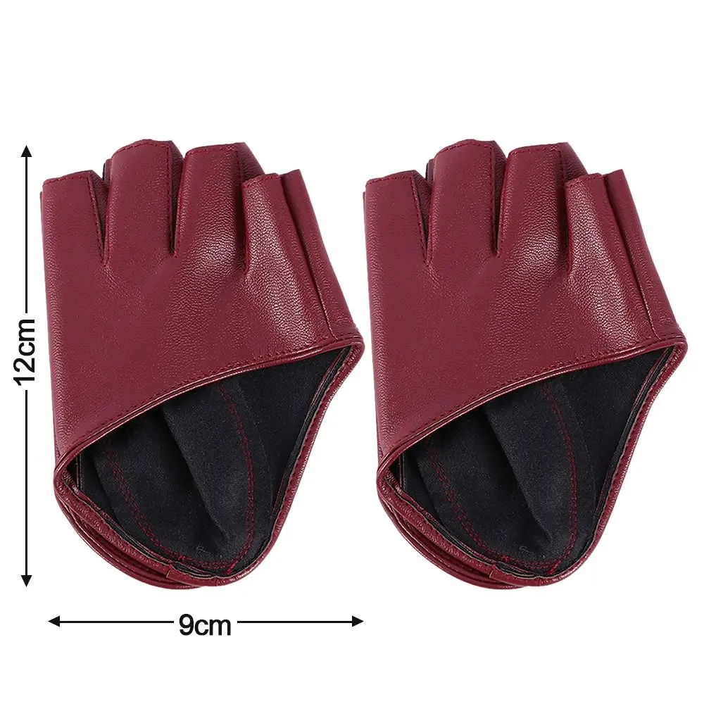 Gothic lolita Performance Mittens Women Men PU Leather Gloves Five Finger Gloves Cosplay  Mittens Ladys Driving Dress