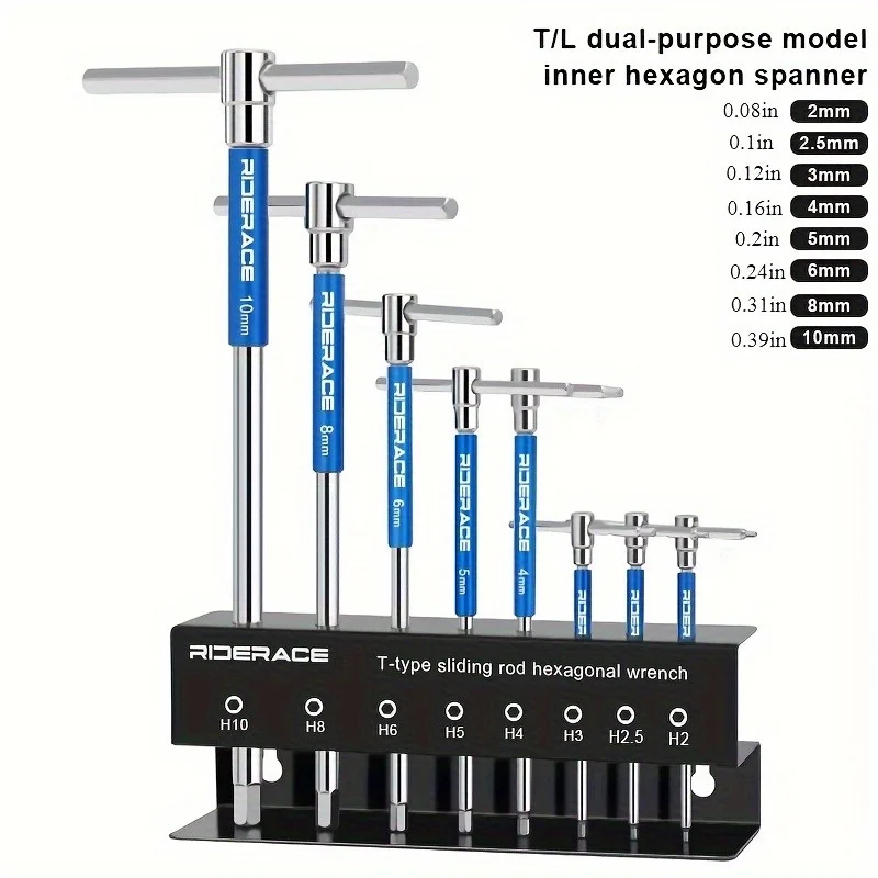 This Is A T-Handle Allen Wrench Set for Bicycles 2- 10Mm, Made of Steel for Inner Hexagon Bolts Ideal for Bike Repairs