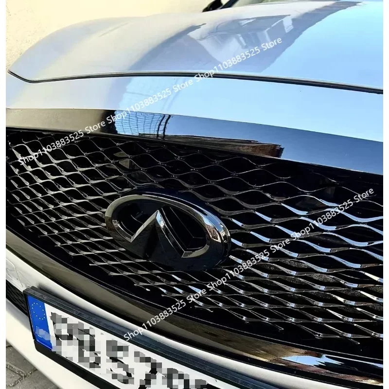Only for Infiniti Q50 Q50L ABS Glossy Carbon Black Pasted Badge Shell Front Emblem Rear Trunk Badge Sticker Modify Accessories