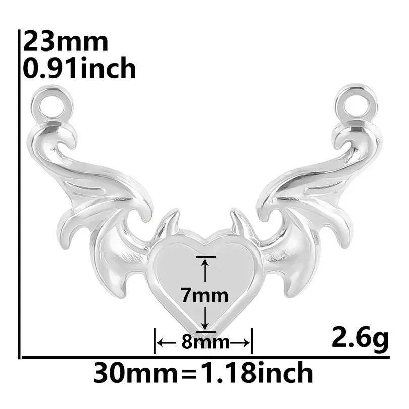 5Pcs Stainless Steel Charms Bat Wings Charms Little Devil Pendant For Jewelry Making DIY Bracelet Necklace Accessories Wholesale