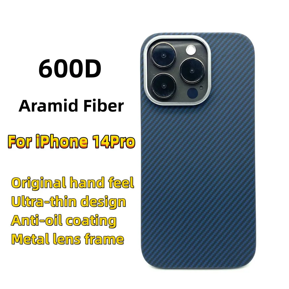 Real Aramid Fiber Case for iPhone 14 Pro,Slim & Light Case with a Case-Less Touch Feeling, 600D Aramid Fiber Made