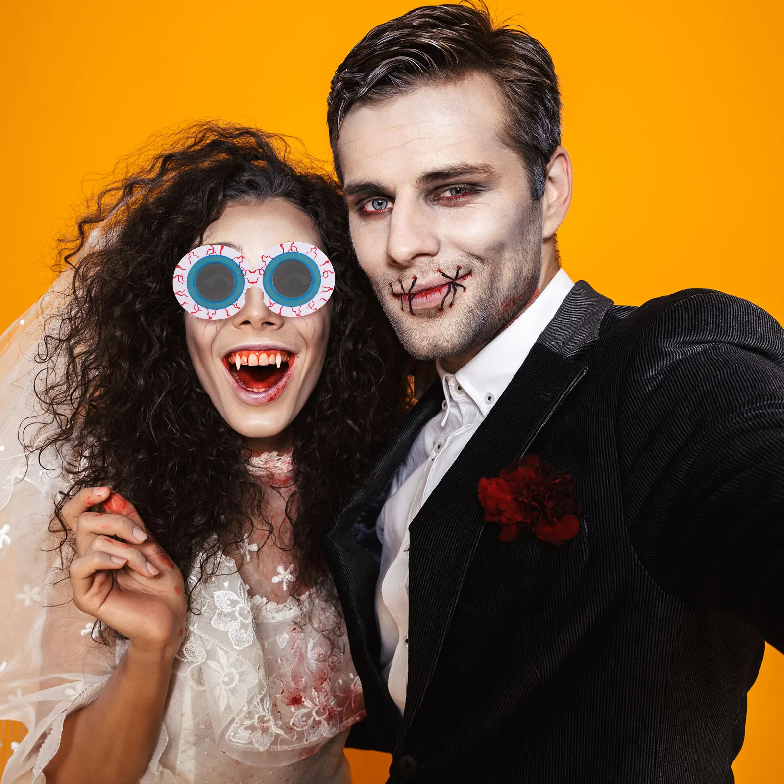 

2 Pcs Quirky Eyeglasses Halloween Themed Decor Lightweight Comfortable Costume Party PropFunny Glasses Toy Eco Friendly