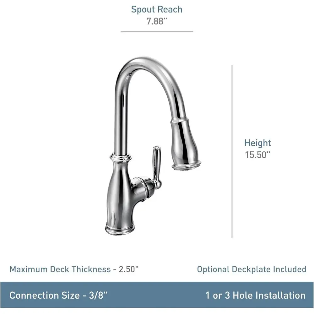 Torneira de cozinha com pulverizador pulldown tradicional com sistema de encaixe PowerBoost e reflexo, 7185SRS