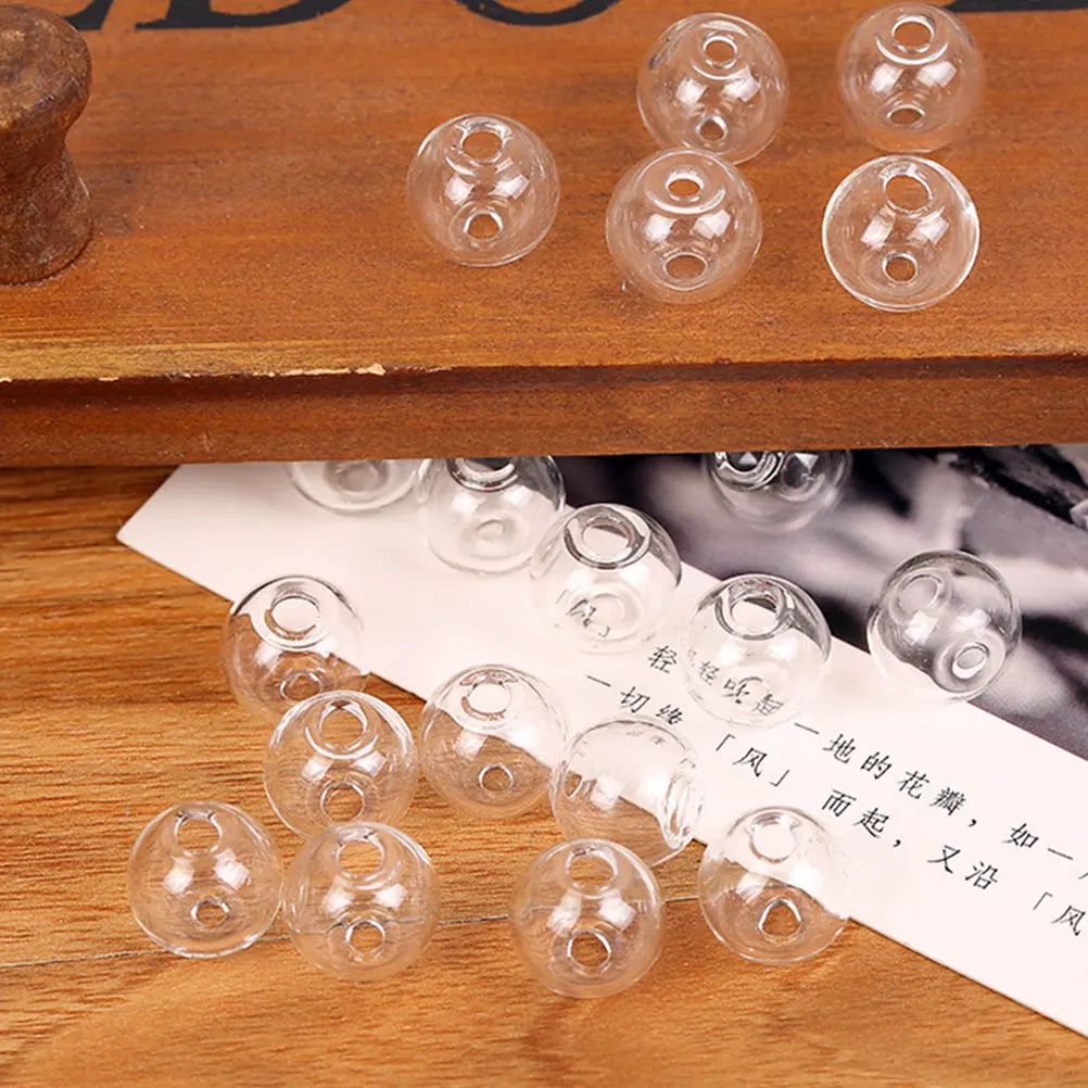 

100Pcs Hollow Glass Ball Jewelry Making Accessories Transparent Sphere DIY Earrings Necklace Bracelet Keychain Charm Supplies