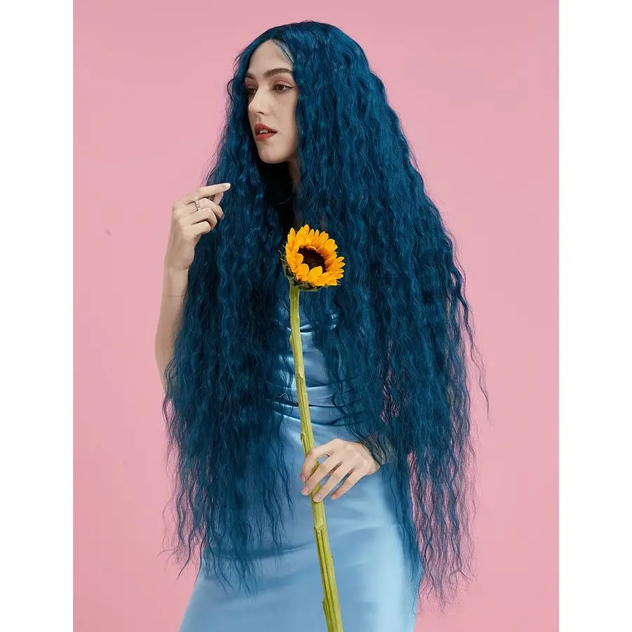 

Icon 41 Lace Front Wigs Long Wavy Synthetic Wigs with Baby Hair Half Hand Tied 130 Density Wigs 41 Inches, QT TQBL8