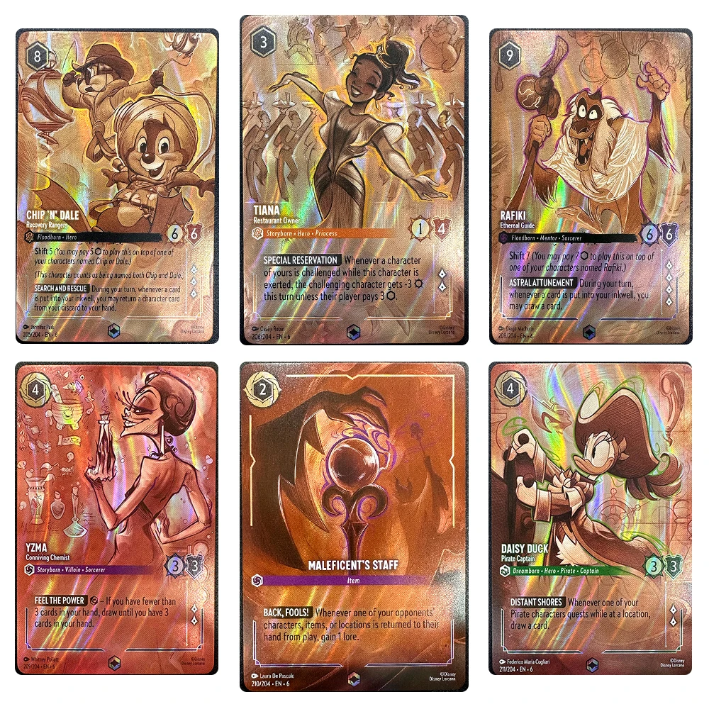 

Lorcana Proxy Cards PTCG DIY Cards Collection Board Games DALE TAANA206 FINISH-206 RADIKI-208 YZMA-209 STAFF-210 DAISY DUCK-211