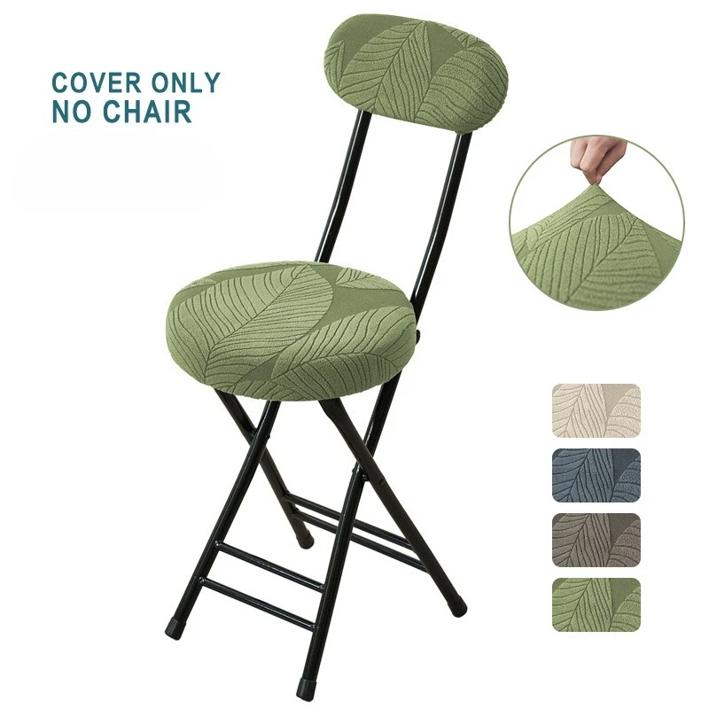 1/2er-Sets Jacquard Elastische Klappstuhlbezüge Oval Esszimmer Barhocker Schonbezüge Einfarbiger Geteilter Runder Hocker-Schutz für Zuhause