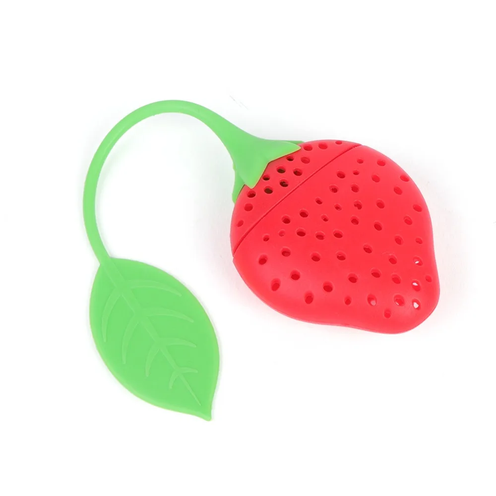 Food Grade Silicone Silicone Tea Infuser Strawberry Shape Design Long Handle Tea Strainer Simple and Sophisticated Design