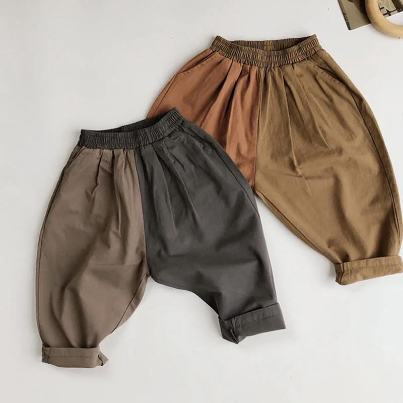 Color Matching Casual Pants Baby Boys Girls Pants Cotton 1-6Yrs Kids Casual Pant Spring Autumn Children Elastic Waist Trousers