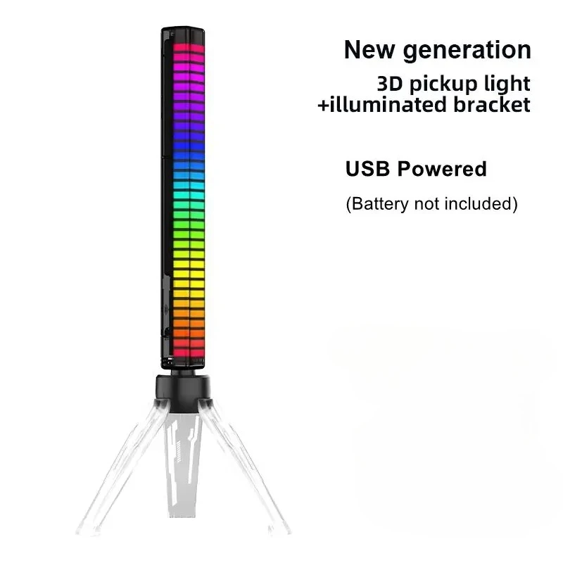 جديد ثلاثية الأبعاد لاقط أضواء الصوت RGB التحكم الصوتي ضوء لاقط إيقاع ضوء المزاج مصباح لسيارة استوديو المنزل مع قوس مضيئة