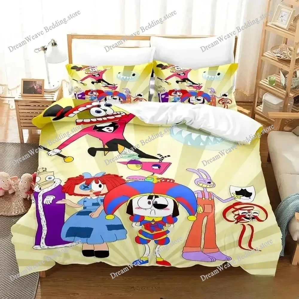 

Home Textile Cartoons Amazing Digital Circus Cover Duvet Cover Pillow Case Boy Girl Polyester Bedding Set King Queen Twin Size