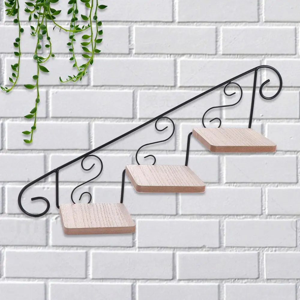 

American Style Wall-mounted Flower Stand Staircase Shape Iron Art Wall Display Shelf Simple Wall Hanging Flower Pot Living Room