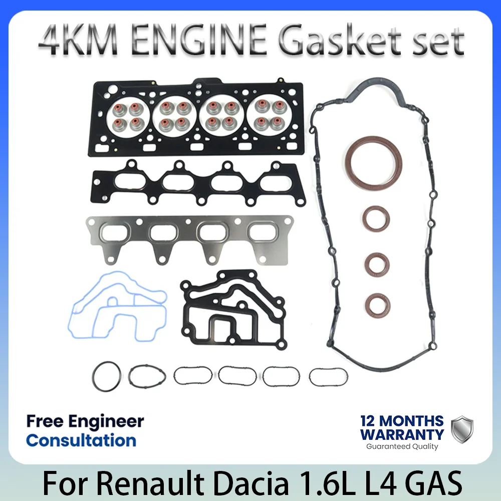Kit de Juntas de Motor K4M Nuevo y Completo para Renault Dacia 1.6L 1.6 L T L4 GAS 99-22 Clio Megane Scenic Fluence Kangoo Duster