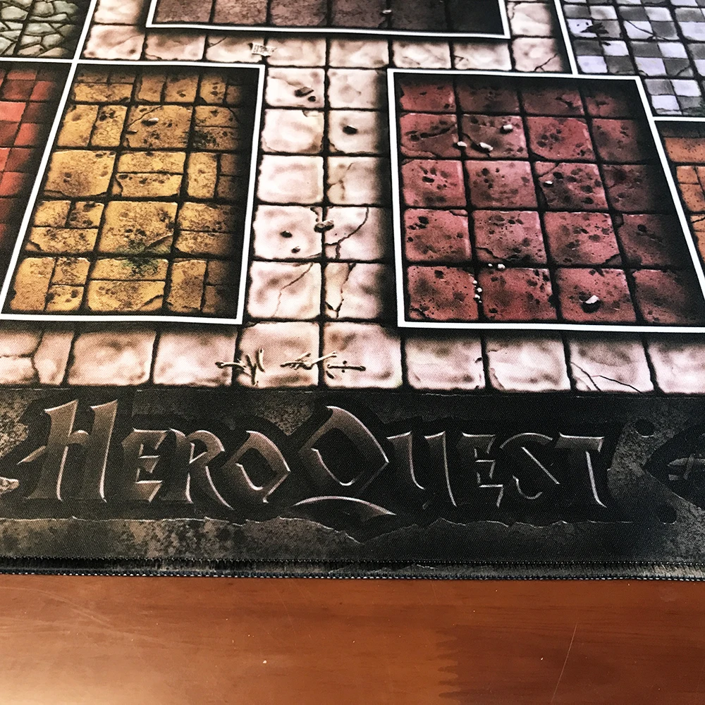 Personalizado grande playmat heroquest com bordas costuradas (bordas bloqueadas mousepad grande) almofada de jogos de tabuleiro de borracha natural