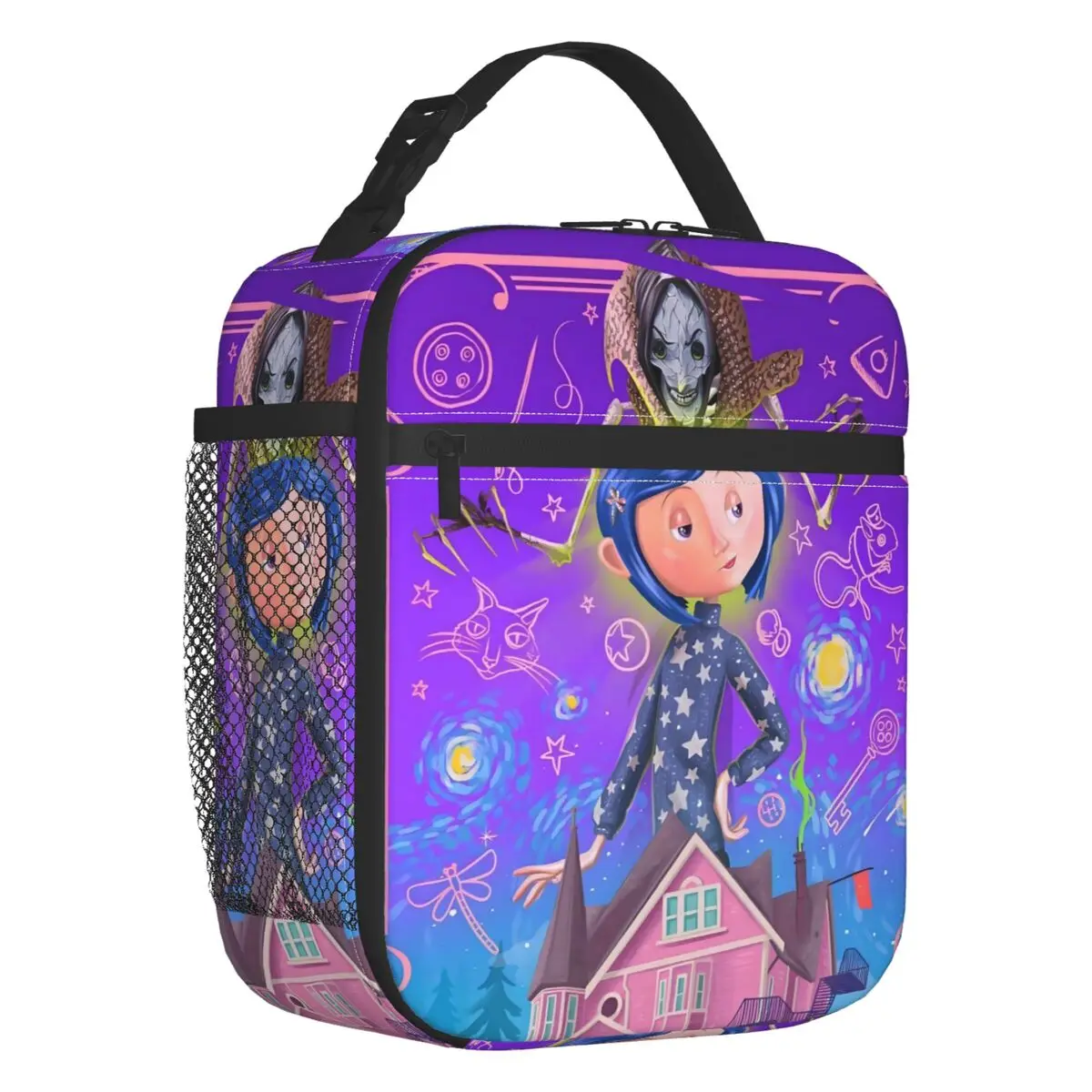 

Custom The Other Mother Coraline Insulated Lunch Bags Horror Scary Movie Resuable Thermal Cooler Food Lunch Box Camping Travel