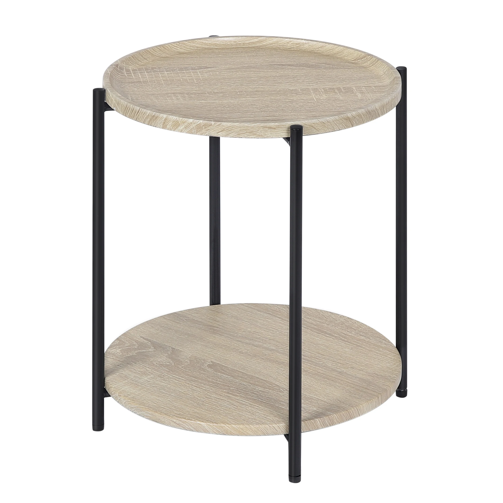 Ronde salontafel met 2 planken, verwijderbaar tafelblad, bank, telefoon, thee, nachtkastje voor woonkamer, slaapkamer, thuis